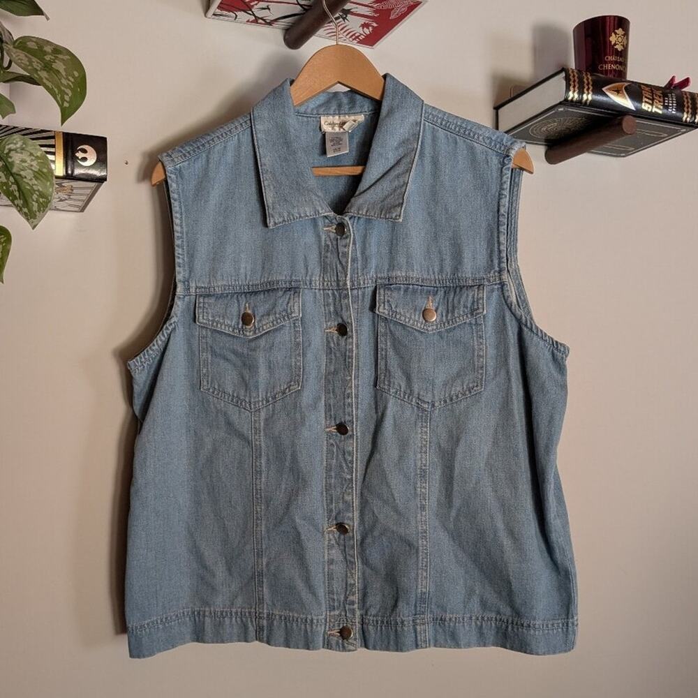 Coldwater Creek Denim Vest - 1X - Blue Vintage 90s Boho Layering Fall